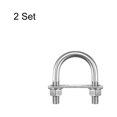 thumbnail image 3 of Unique Bargains Pênes Ronds en U 2 Ensembles 63mm(2.48 Pieds) Largeur Intérieure 96mm Longueur M12 Acier Inoxydable 304 avec Écrous Rondelles et Plaques, 3 of 5