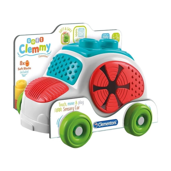 Clementoni Soft Clemmy Sensory Car for Babies and Toddlers, Ages 6 Months Plus, Multi-Coloured