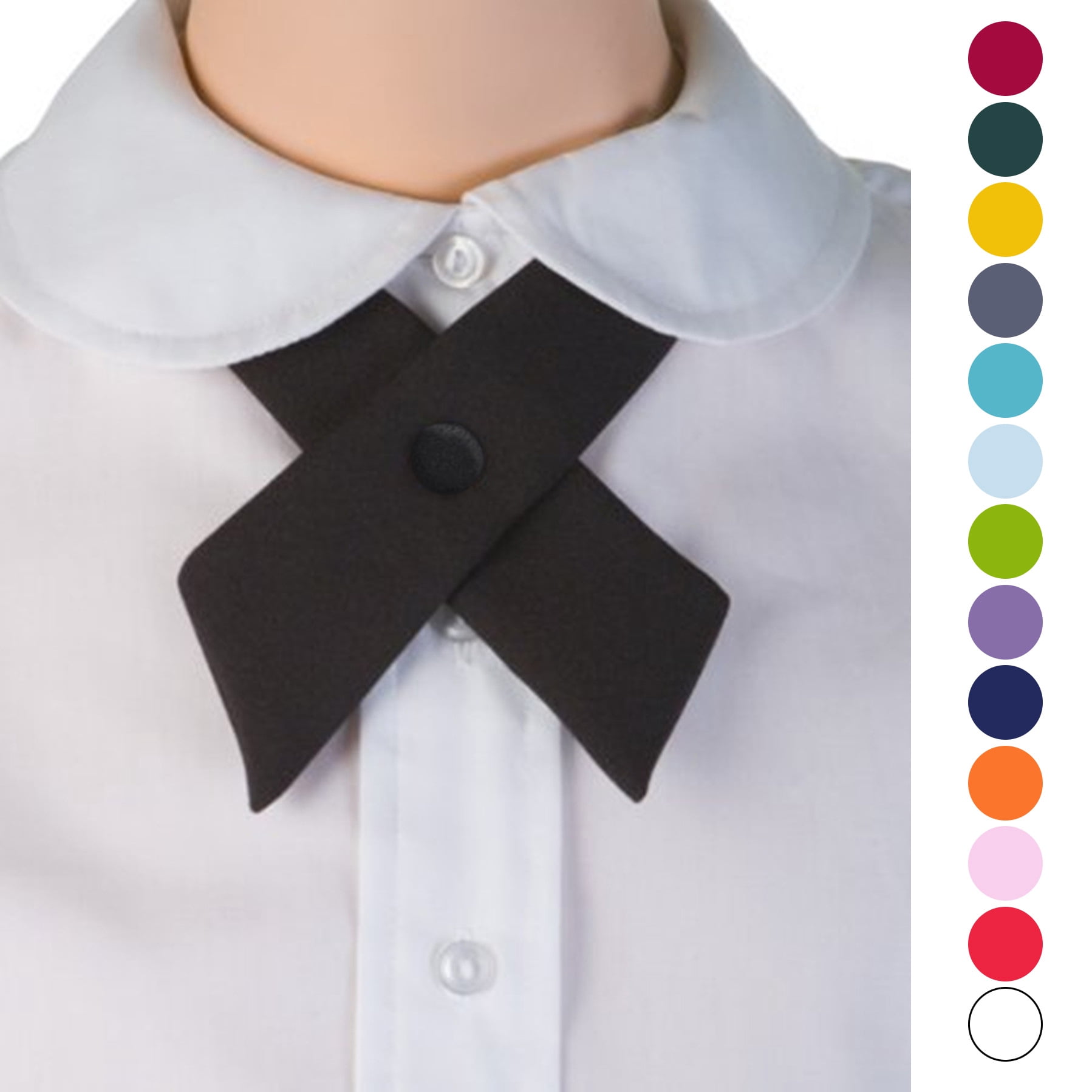 TOPTIE Nœud Papillon Croisé Ajustable en Polyester pour Uniforme Scolaire pour Femmes, Bleu Pâle