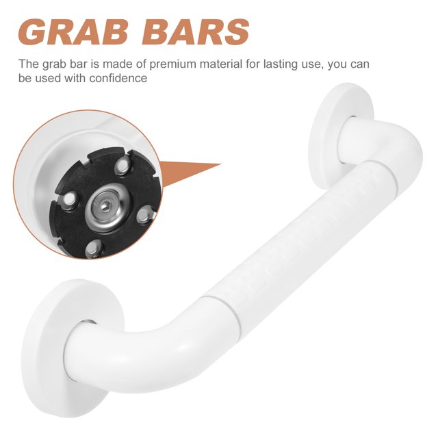 OUNONA Shower Handle for Seniors Grab Bar White Nylon 1Pcs Stability Support