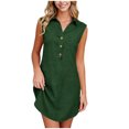 thumbnail image 1 of SDNall Plus Size Sleeveless Collared Shirt Dress with Pockets, Casual Mini Dress in Solid Colors, 1 of 9
