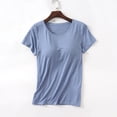 thumbnail image 2 of Yuyuzo T-Shirt pour Femmes Rembourré avec Soutien-Gorge Intégré à Manches Courtes Col Ras du Cou Hauts de Pyjama Grande Taille Haut de Yoga et d'Entraînement, 2 of 7