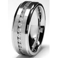 thumbnail image 2 of 7MM Men's Eternity Titanium Ring Wedding Band with Cubic Zirconia CZ size 7.5, 2 of 5