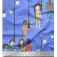 thumbnail image 1 of Soimoi Blue Velvet Fabric Street Lamp Human Figure Print Fabric by Yard 58 Inch Wide, 1 of 5