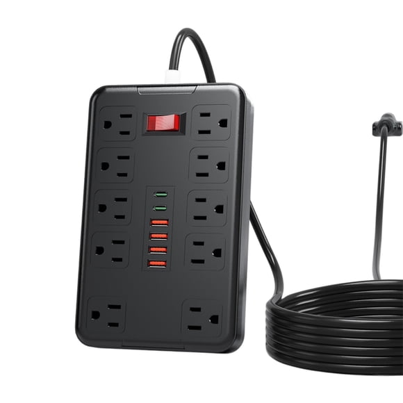 Power Strip With 10 Outlets 4 Usb Ports And 2 Type C Ports 2500W Surge Protector 6 Feet Cord Overload Protection For Home Office 15.87Oz