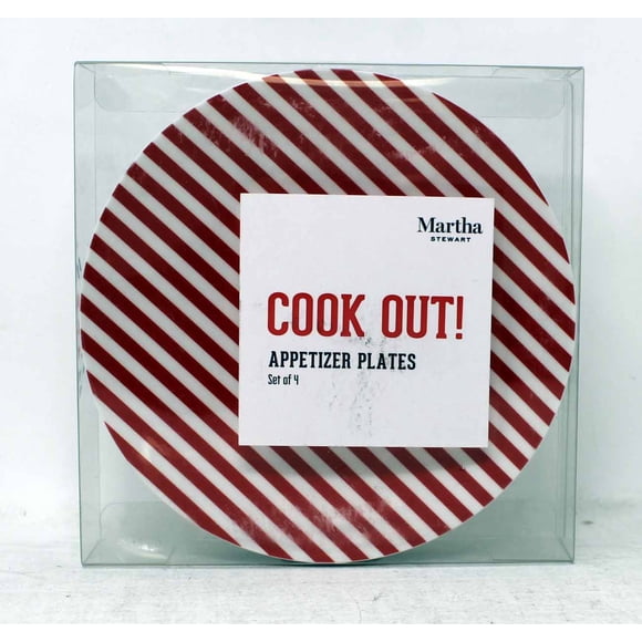 Martha Stewart Assiettes d'Apéritif Cook Out! Rouge/noir, Lot de 4