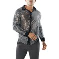 thumbnail image 1 of Faithtur New Fashion Men Spring Autumn Sequins Shirt Long Sleeve Turn Down Collar Button Dot Shirts, 1 of 5