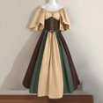 thumbnail image 1 of FcBaudy Robe de Cour pour Femme Style Médiéval Rétro Gothique à Contrastes avec Empiècements, Manches Volantées, Taille à Lacets et Grande Jupe, Robe de Soirée à une Épaule pour Bal, Robes pour Femmes, 1 of 3