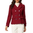 thumbnail image 1 of INSPIRE CHIC Manteau Caban à Revers Cranté Double Boutonnage pour Femme Rouge Foncé TP, 1 of 6