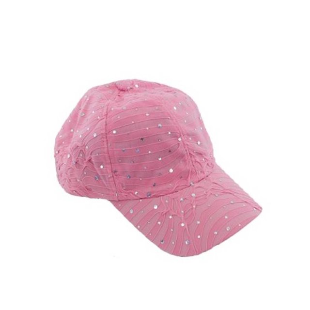 Glitzy Game Sequin Trim Baseball Cap - Pink