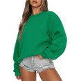 thumbnail image 1 of Mefallenssiah Mode Femmes Décontracté à Manches Longues Col Rond Chandail Ample pour Dames Hauts Blouse Vert G, 1 of 7