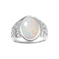 thumbnail image 1 of RYLOS Men's Rings 14K White Gold Nugget Ring with Cabochon Gemstone & Diamonds Opal Rings For Men Size 10, 1 of 7