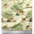 thumbnail image 1 of Soimoi Poly Georgette Fabric Tree & Kangaroo Animal Print Sewing Fabric Yard 52 Inch Wide, 1 of 3