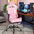 thumbnail image 2 of BestOffice Ergonomic Racing Gaming Chair with Footrest, Reclining Swivel Chair with Lumbar Support & Headrest, Pink, 2 of 7