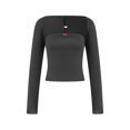thumbnail image 2 of Fortune Women Tube Tops Shrug Set,Strapless Short Tops+Long Sleeve Cropped Cardigan, 2 of 7