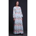thumbnail image 2 of Bimba Robe Maxi à Manches Longues pour Femmes en Georgette Mousse avec Renoncules et Chrysanthèmes Imprimés Floraux, Taille Élastique - XX-Grand, 2 of 5