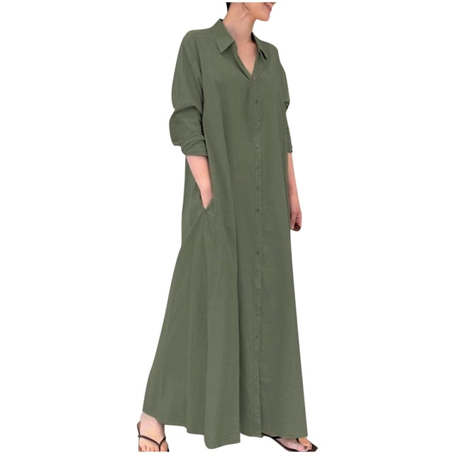PVCS Chemise Habillée pour Femme Jupe Longue Manche Longue Poche Automne Printemps Col de Chemise
