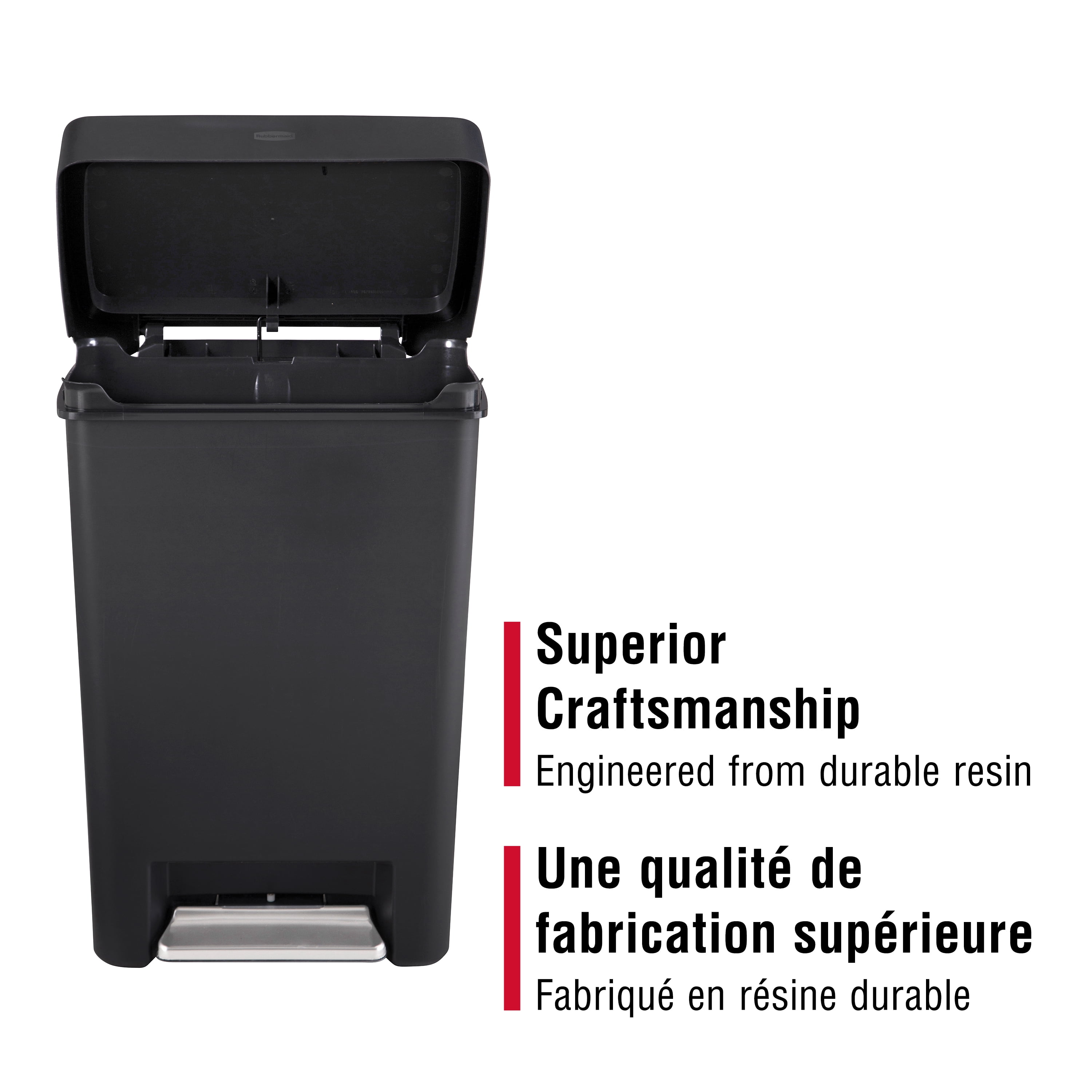 Rubbermaid 13 Gallon Step-On Kitchen Trash Can with Lid, Garbage Can, Charcoal Trash Container