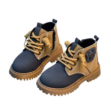 Bottes Garçons Hiver Britanniques Bog Foot Garçons Randonnée à la Mode Polyvalentes Enfants Cuir Neige pour Planche à Neige Garçons Extra Larges Fermeture Éclair Latérale Bottines Courtes Neige Grands Enfants pour Garçons Élégantes Extérieur