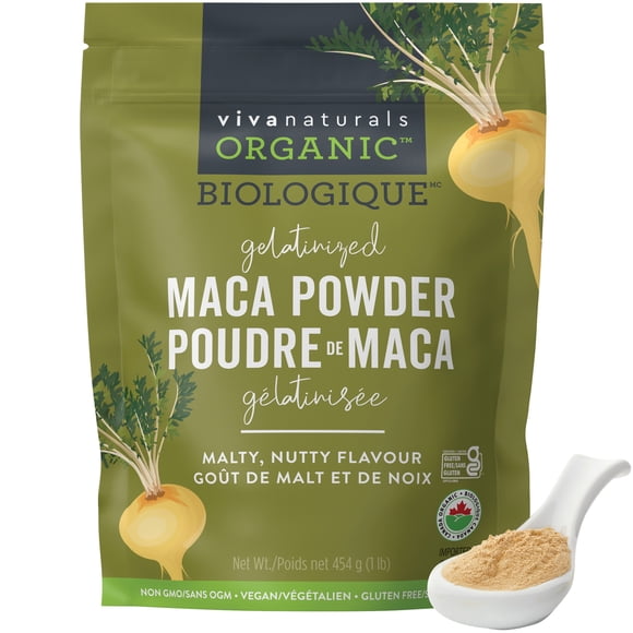 Viva Naturals Poudre de Maca Gélifiée Biologique, 1 lb (454 g)
