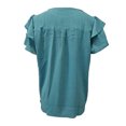 thumbnail image 4 of Plebaso Hauts d'Été pour Femmes Manches Courtes à Volants Blouses Décontractées Col Rond Couleur Unie Chemises Amples pour Femmes, 4 of 5