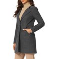 thumbnail image 4 of INSPIRE CHIC Women's Half Lapel Long Sleeves One Button Winter Mid-Length Overcoat L Deep Gray, 4 of 5