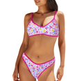thumbnail image 1 of Jamicy Womens Bikini Swimsuits Gift for Women Swimsuit Bikini Set Triangle Tropical Print Shell Stitched Bathing Suit, 1 of 9