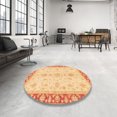 thumbnail image 3 of Ahgly Company Indoor Round Abstract Mustard Yellow Oriental Area Rugs, 6' Round, 3 of 6