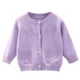 thumbnail image 1 of RKSTN Girls Sweaters Pearl Buttons Solid Color Long Sleeve Crew Neck Comfortable Loose Fit Knit Sweater Cardigan Coat Top Fall Winter Versatile Outfits 1-8 Years, 1 of 2