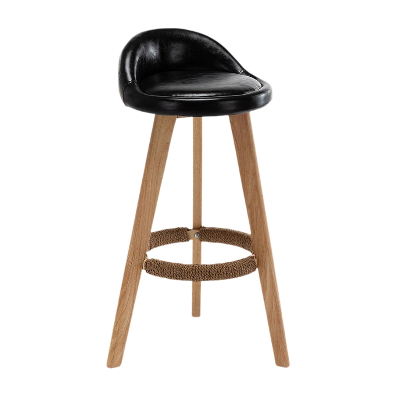 Luzkey Bar Stool, Counter Barstool, Non Slip with Low Back with Wooden Frame Height Barstool, Bar Chair for Kitchen Cafe Dining Room Black PU leather