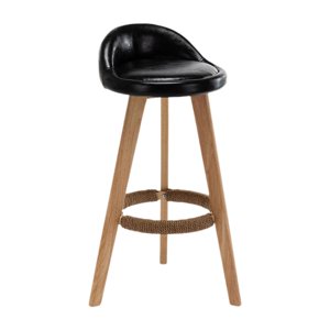 Luzkey Bar Stool, Counter Barstool, Non Slip with Low Back with Wooden Frame Height Barstool, Bar Chair for Kitchen Cafe Dining Room Black PU leather