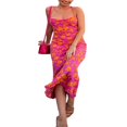 thumbnail image 3 of QJUHUNG Femmes Couleur Unie Robe Longue Sexy Bodycon Extensible Maxi Dame Printemps Automne Été Spaghetti Robe de Sangle, 3 of 8
