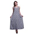 thumbnail image 1 of Bimba Robe Longue Maxi de Soirée pour Femmes en Rayonne à Imprimé d'Oiseaux, Dos Nu, Bretelles Spaghetti - Grande, 1 of 5