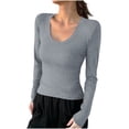 thumbnail image 1 of Lmnyox T-Shirt à Col Rond pour Femmes Manches Longues Décontracté Mode Basique Automne Hiver, 1 of 5