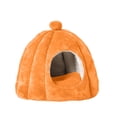 thumbnail image 3 of Semi-Enclosed Pet Bed 15x13in Detachable Washable Flannel Kennel Mat For Cats Small Animals Soft Support Base Orange, 3 of 6