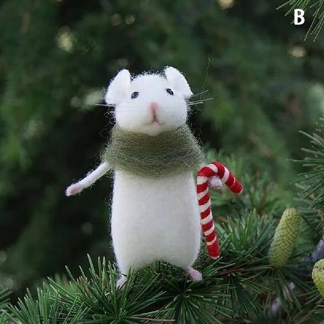 1PC Christmas Halloween Mouse With A Pumpkin Handmade DIY Wool Felt Mouse