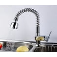 thumbnail image 3 of DROP Bath and Kitchen DR091025 Single Hole Brass Spring Kitchen Sink Faucet with Round shape in Chrome color, 3 of 6