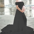 thumbnail image 4 of Pregnant Women Chiffon Patchwork Off Shoulder Front Slit Floor Length Dress Prop, 4 of 7