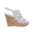 thumbnail image 3 of BLISSFUL STEP Women's Shoes Open Toe Platform Heel Laces Wedge Sandals Purple Yellow 7, 3 of 7