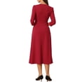 thumbnail image 3 of INSPIRE CHIC Robe de Travail pour Femme Ligne A Manches 3/4 Robe Midi Élégante TG Rouge, 3 of 6