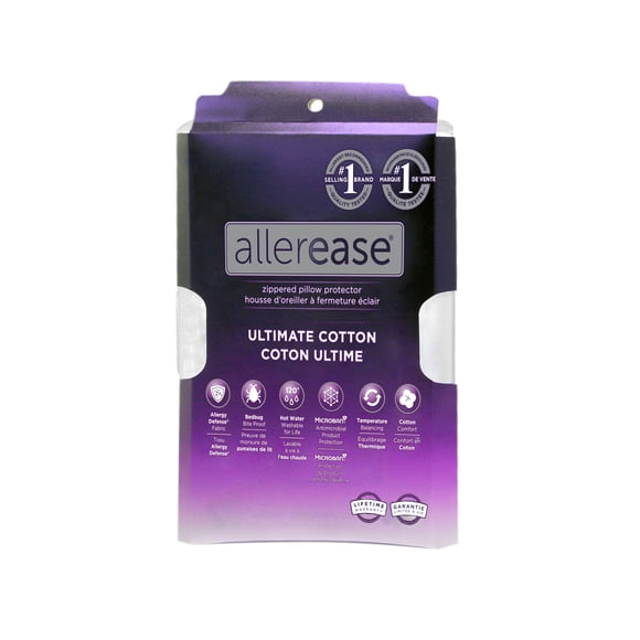 AllerEase Ultimate Cotton Pillow Cover Protector, King- Zippered, Temperature Balancing