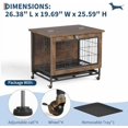 thumbnail image 1 of Ourlova Meuble Cage pour Animaux à Double Porte de 26 Pouces – Niche en Bois pour Chien avec Roues Verrouillables, Table d'Appoint Intérieure pour Animaux Résistante à la Mastication, Fini Brun Rustique, Logement Polyvalent pour Animaux, 1 of 8