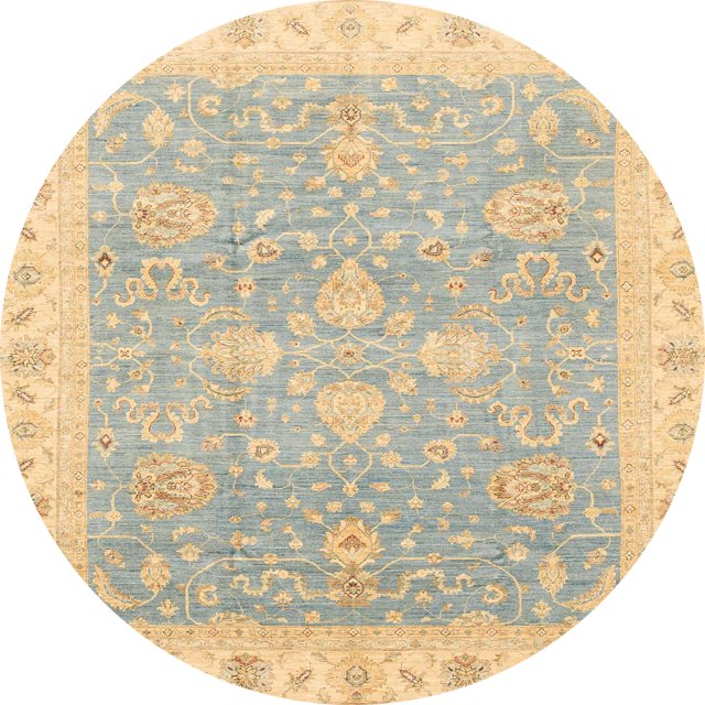 Ahgly Company Tapis d'Intérieur Ronds Abstraits Brun Or de Style Oriental, 6 Pieds Rond