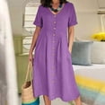 thumbnail image 3 of Bigersell Robes Midi pour Femmes Offres Femme Col en V Manches Courtes Robe Chemise Midi Style D-83 Robe de Fête Midi Grande Taille Robes d'Été, Violet P, 3 of 8