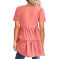thumbnail image 4 of asjyhkr Womens Short Sleeve Tops Oversized V Neck Loose Fitting Comfy Lightweight Soft Tees Solid Color, 4 of 6