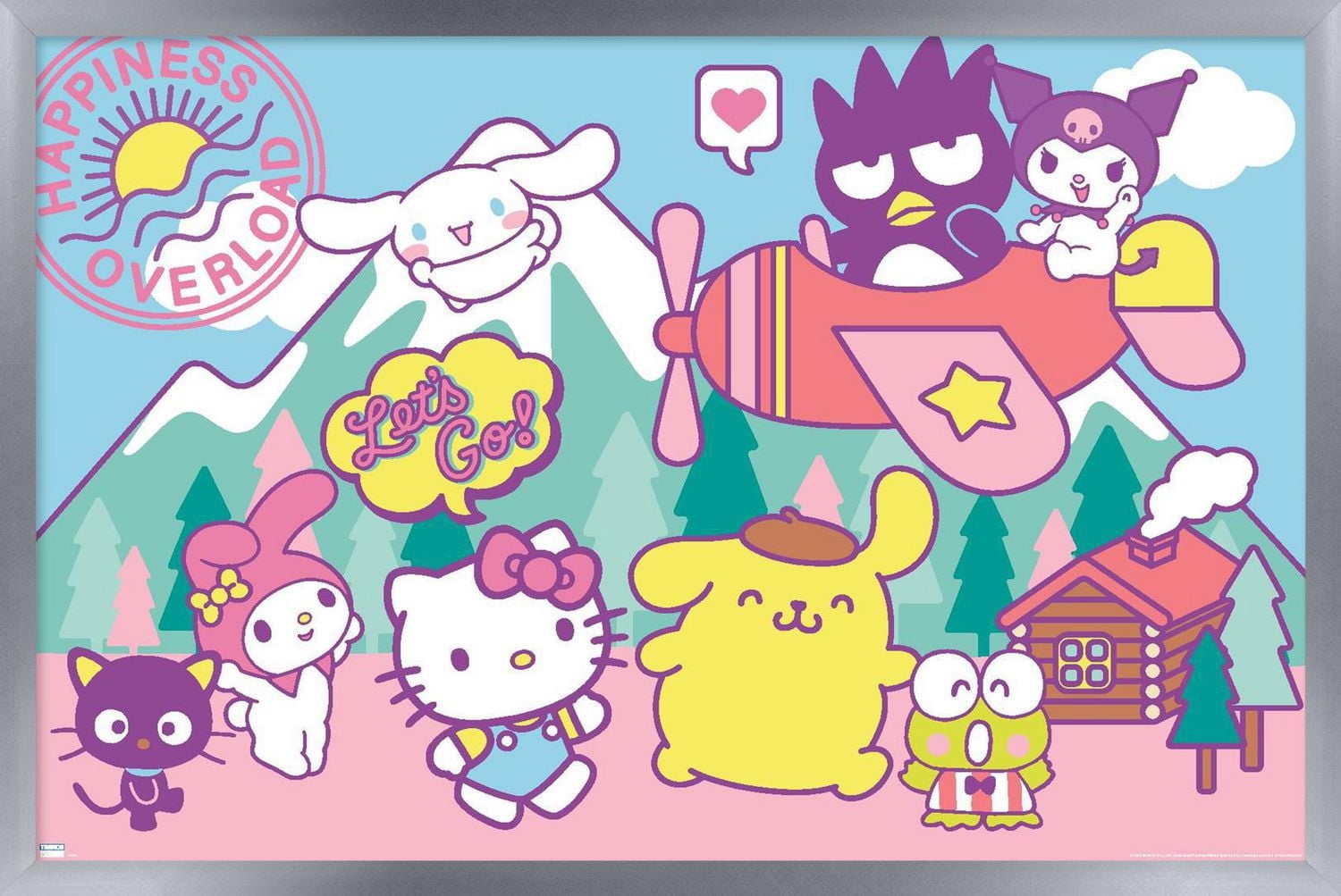 Hello Kitty and Friends - Happiness Overload Wall Poster, 14.725" x 22.375" Framed