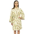 thumbnail image 3 of Bimba Kimono Court à Imprimé Feuilles pour Femme, Robe de Nuit de Mariée/mariage, Wrap-8, 3 of 7