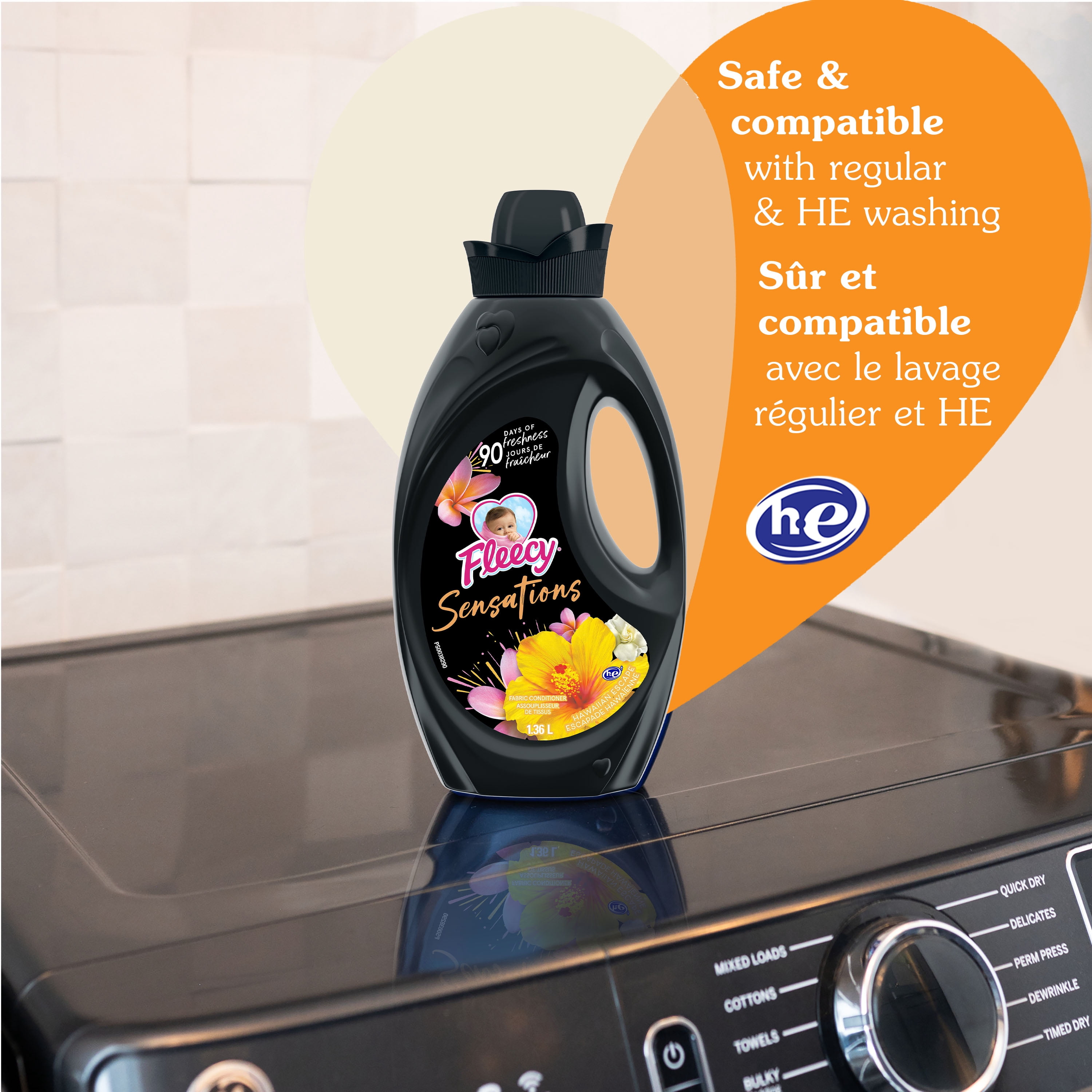 Fleecy Sensations Assouplissant Textile Liquide, Hawaiian Escape - 1,36 L