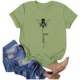 thumbnail image 4 of JIRNDf Hauts d'Été pour Femmes T-Shirts Tendance Imprimé Floral Col Rond Manches Courtes Décontracté Confortable Élégant Mignon Graphique T-Shirts pour Femmes Vert L, 4 of 5