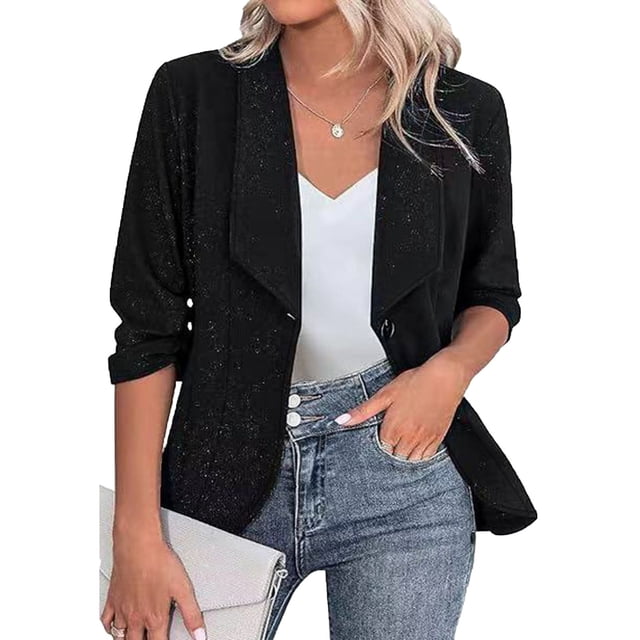 Cardigan pour Femmes, Cardigan Mode Ajusté Décontracté à Col Rabattu, Coupe Près du Corps, Manteau Léger, Blazer pour Femmes